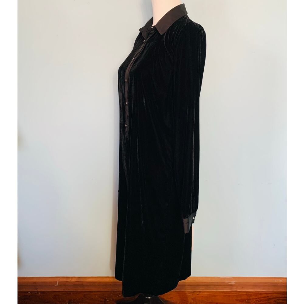 Talbots Black Velvet Popover Shirtdress Size Small - Picture 4 of 8